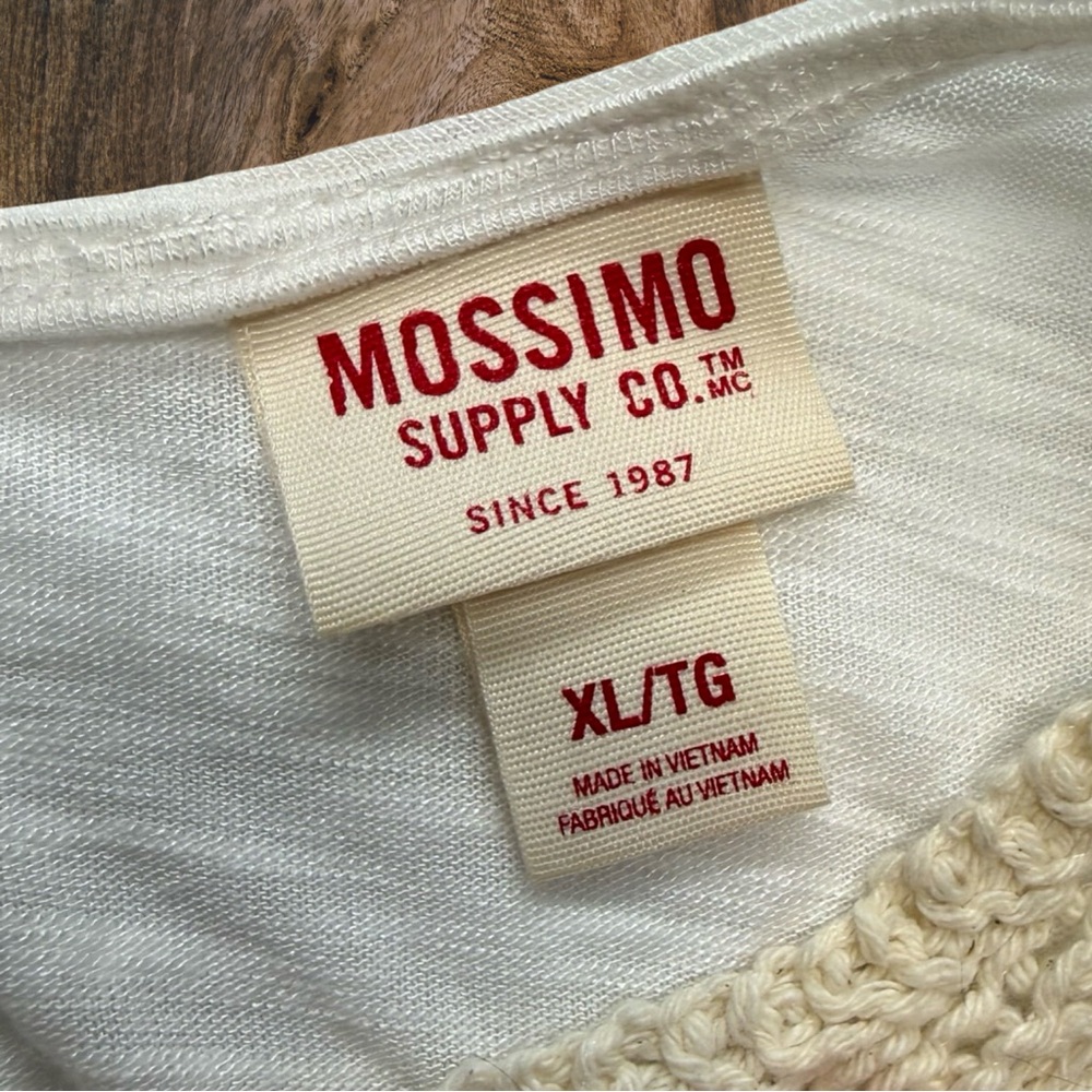 Mossimo Crochet Trim Tank Top Cream Sleeveless Boho‎ Festival XL - Picture 5 of 8